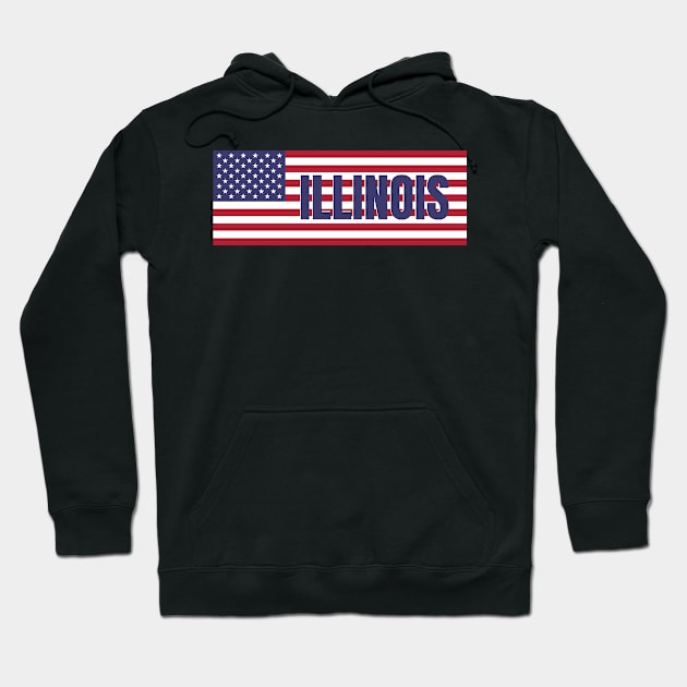 Illinois State in American Flag Hoodie by aybe7elf